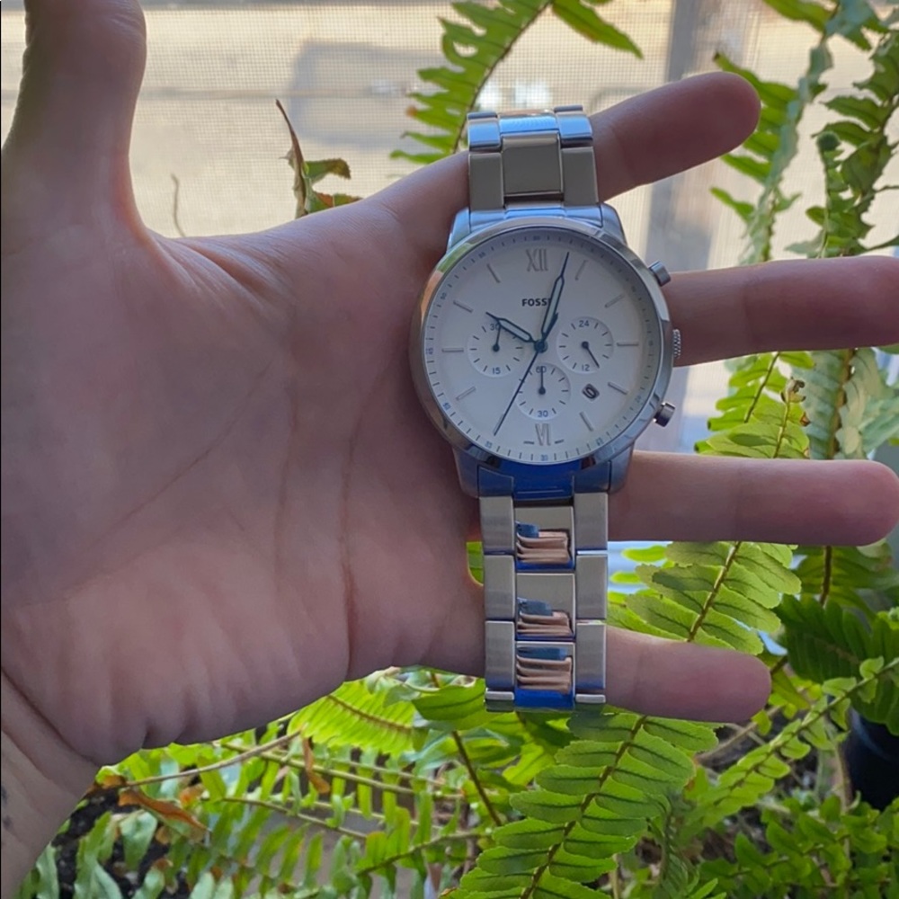 Fossil watch, Silver, blues hands & dials. - Picture 3 of 6